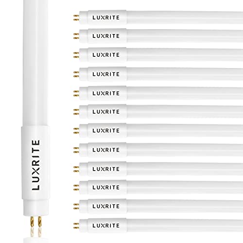 LUXRITE 12-Pack 4FT T5 LED Tube Lights Type A+B 24W=54W 5000K Bright White 45.78 Ballast and Ballast Bypass Compatible Single or Double End Powered F54T5 Fluorescent Replacement Damp Rated