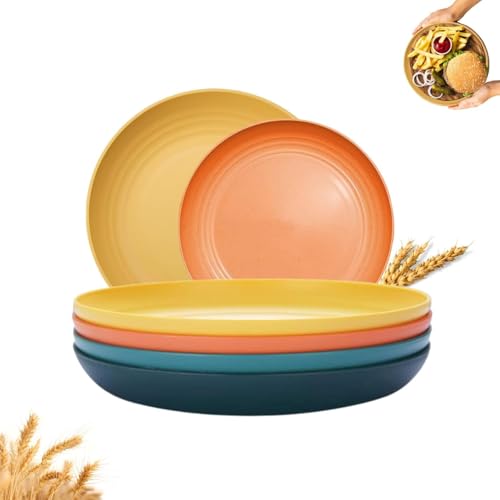 Image of 20 CM Wheat Straw Plates, Unbreakable Microwave and Dishwasher Plates,Plastic Cutlery for Family Picnic Party Camping (20 CM, Pack of 2)
