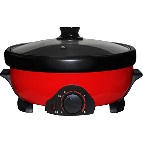 Xyanzi dianzhuguo Electric Skillet, 5LElectric cooker，1350W, Black, with Glass Lid Clean Coating, Black, 33cm