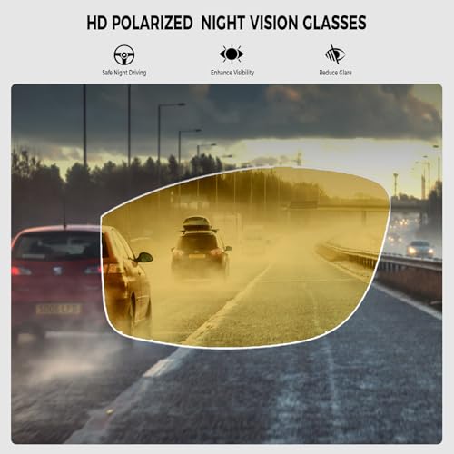 Image of Night Driving Glasses for Men Women Fit Over Sunglasses Anti Glare Polarized HD Night Vision Glasses