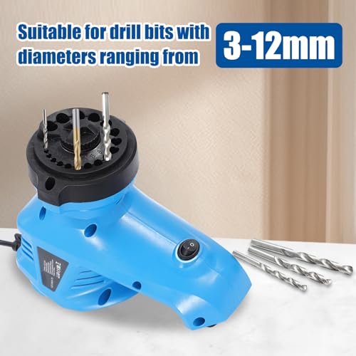 Drill Bit Sharpener for All Twist Bits (1/8\"–15/32\") – 95W Power Drill Sharpener with 130° Angle, 19-Position Jig, Extra Grinding Wheel – Compact Portable Drill Bit Grinding Tool for Home & Workshop
