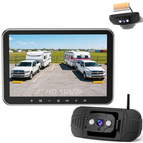 Image of Plug-Play RV Camera System Wireless for Furrion Pre-Wired: 20-Min Easy Install for Trailer Camper - 8 inch HD 1080P Large Screen See Every Obstacle at a Glance for Campsite Reversing & Drive Monitoring