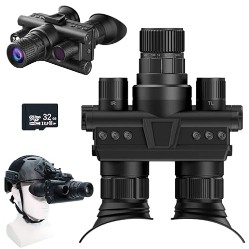 SKIOVEMI 4K Digital Infrared Head Mounted Night Vision Goggles for Adults, Thermal Goggles Military Tactical Night Vision Binoculars with 32G Memory Card
