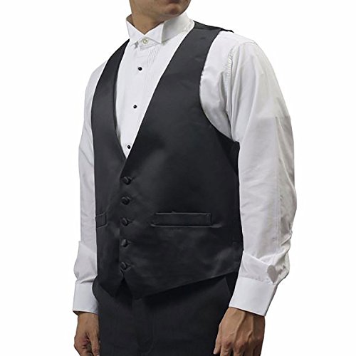 Mens Black Five Button Vest with Satin Back (42)