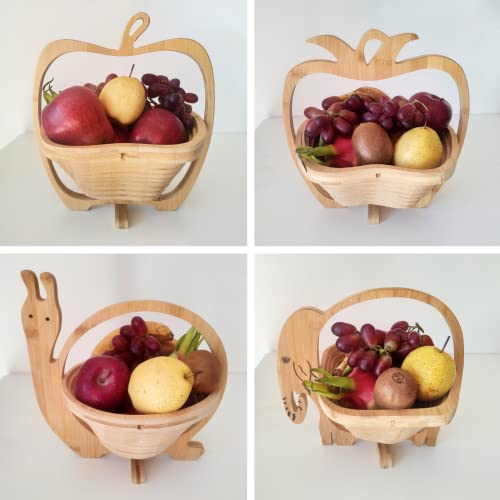 Livelytier Foldable Fruit Basket, Dried Fruit Gift Basket, Bamboo Fruit Bowl Wooden Basket, Fruit And Nut Gift Baskets, Foldable Wooden Fruit Bowl (Apple-Shaped Fruit Basket) #TOP5
