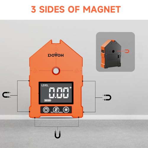 Image of DOVOH 3-in-1 Digital Angle Finder with Laser, Digital Angle Gauge, WG-3L | 3 Green Beams, Magnetic, Rechargeable Inclinometer, Digital Level with Laser, For Woodwork, Hanging Picture, Saw, Carpentry