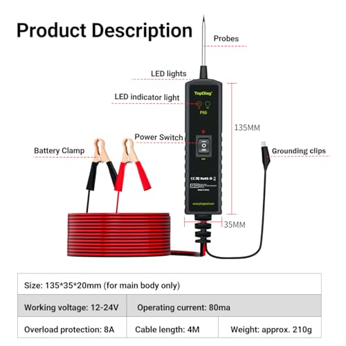 Image of Topdiag P55 Power Circuit Probe Kit, Automotive Circuit Tester with Component Activation /Short Circuit Finder /Continuity Test /Positive&Negative Detection /Ground Detection