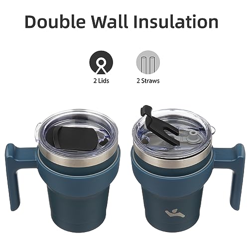 Image of Konokyo 10 oz Tumbler with Handle and Straw, Insulated Travel Mug