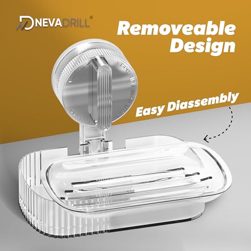 Image of Vacuum Sucker Soap Box - Punch-Free Wall Mounted Soap Holder for Bathroom & Kitchen, No-Drill Suction Cup Design [ND-1001SG]