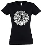 Anillo Spun Jersey, spandex YGGDRASIL TREE LOGO II MUJER GIRLIE Women T-SHIRT - Arsen Celtic Germanic Dios Celtas Teutones Irminsul Of Thor Life Odin Loki Tree of Life Jörmungandr Ragnarök Odhin Walhalla Tamaños S - 5XL