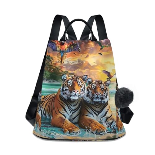 Sac à dos randonnée femme original avec motif tigre pour voyage et camping