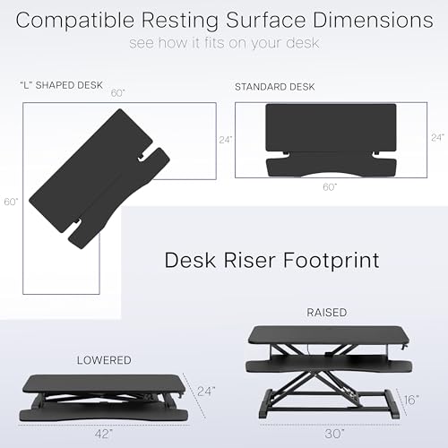 VIVO 107 cm Desk Converter, K Series, Height Adjustable Sit to Stand Riser, Dual Monitor and Laptop Workstation with Wide Keyboard Tray, Black, DESK-V042KB
