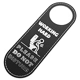 ROMISBABA Letrero Colgante para Puerta de Baño Doble Cara en Pu, Color Marrón, Tamaño Mediano, Cartel No Molestar por Favor, Pase para Hoteles, Restaurantes y Oficinas