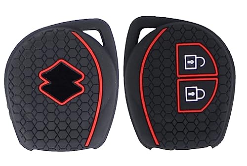 Image of vSHARK Silicone Car Key Cover for Maruti Suzuki S-Presso /Swift DZire /SX4 /DZire /Ignis /Alto /VitaraBrezza /Celerio /Ertiga /Ciaz /SCross /Baleno /Ritz 2 Button Embossed Crush Black(Pack of 2)