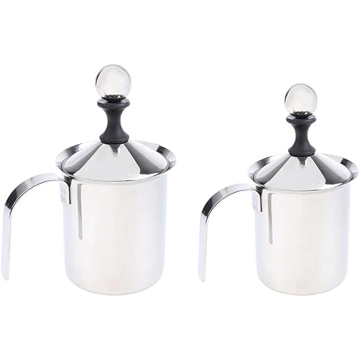 CLUB BOLLYWOOD Manual Foam Maker Milk Frother Stainless Steel Hand Foamer Double Mesh 400ml | Other Commercial Coffee Equip | Coffee, Cocoa & Tea Equipment