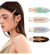 FRDTLUTHW 4Pcs No Crease Hair Clips for Styling No Bend Hair Clip Acrylic Resin Flat Hair Barrett...