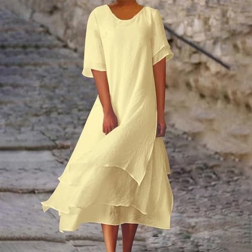 Robe décontractée à manches courtes coupe ample et col rond