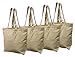 Earthwise Organic Cotton Reusable Grocery Shopping Bags Canvas Large Machine Washable Eco Friendly Biodegradable, Foldable, Durable, great for Craft Bags, 18 inches W x 14.2 inches H (Pack of 4)