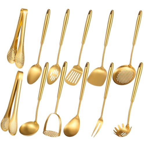 Gold Stainless Steel Cooking Utensil Set (12 Pcs)