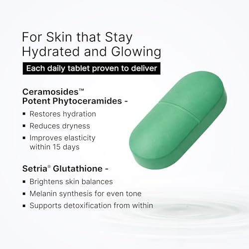 Image of Glutone-Hydra | Setria Glutathione with Ceramosides Tablets for Dry Skin | For Glowing Hydrated Skin | Pack of 30 Tablets
