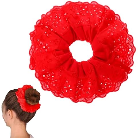 Mabor Elegant Red Lace Scrunchie Cover