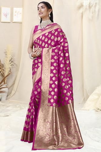 Image of MIRCHI FASHION Women Saree | Banarasi Silk Woven Design Daily Regular Use Sari with Blouse