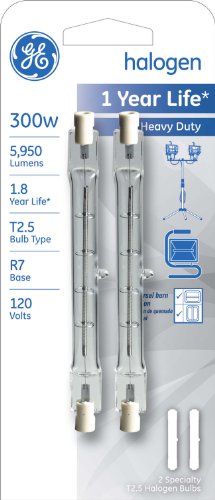 Ge 97673 300-Watt 5950-Lumen Specialty T2.5 Halogen Light Bulb, Clear, 2-Pack #TOP1