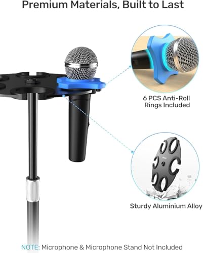 Support de microphone à 6 emplacements avec base alliage pour pieds filetés