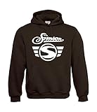 Textilhandel Hering Kapuzenpullover - Simson Logo + Schrift Fun (Braun, XL)