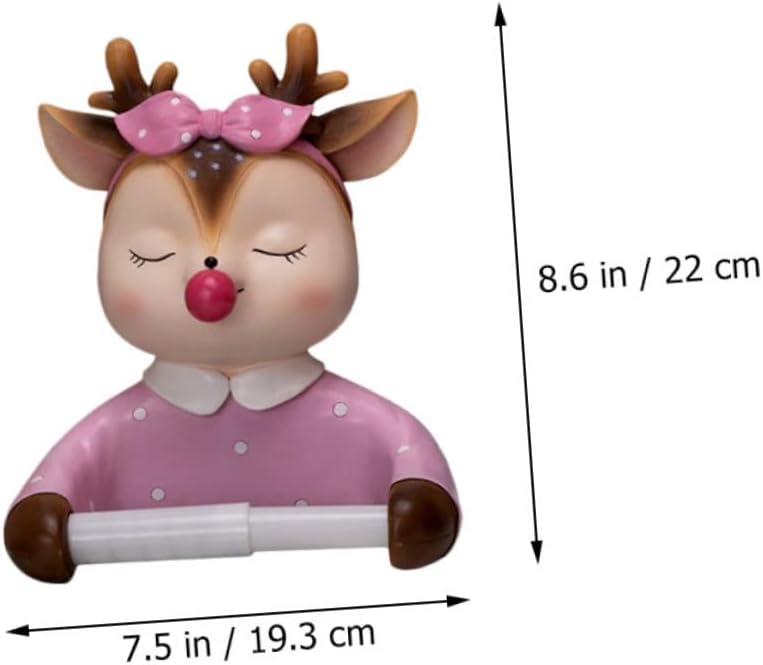 Lurrose 1pc Cute Deer Wall-Mounted Toilet Paper Holder Creative Roll Paper Rack for Bathroom and Stylish Design No Drill Installation Home Decor