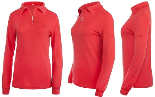 Skipullover Damen Troyer mit Half-Zip Leichter Baumwollpullover