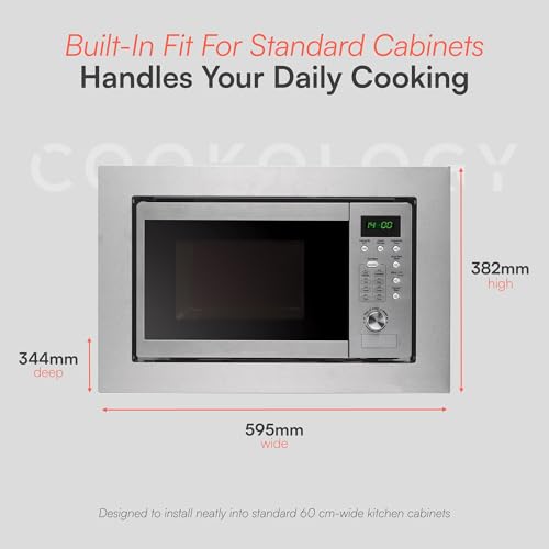 Cookology BIM20LWG Integrated Microwave and Grill in Silver - Compact 20 Litre Capacity - 1000W Grill & 800W Built-in Microwave - 59.5cm Width - 8 Menu Options - Image 5