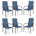 VICLLAX Stackable Patio Chair Set of 4, Lawn Chairs with High Back, Outdoor Dining Chairs for Outside, Poolside and Garden, Blue