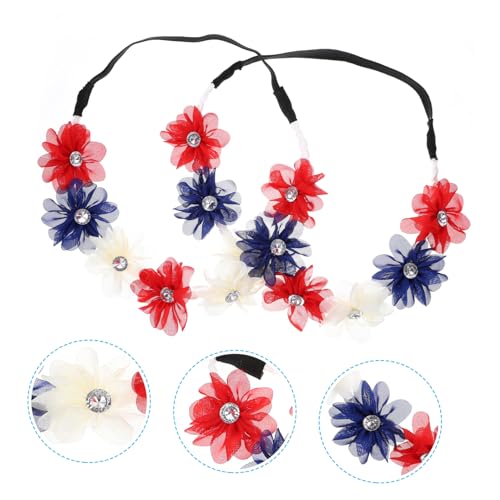 Bandeaux élastiques fleurs patriotiques VICASKY pour coiffure de fête et lot accessoires fille