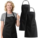 deegbbyi 2 Stück Kochschürze für Männer Damen, Verstellbare Schürze, Grillschürze mit Taschen, Robuste und Langlebige Grillschürze, für Männer Damen Kellner Künstler Friseur