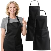 deegbbyi 2 Stück Kochschürze für Männer Damen, Verstellbare Schürze, Grillschürze mit Taschen, Robuste und Langlebige Grillschürze, für Männer Damen Kellner Künstler Friseur
