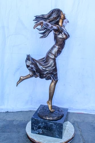 Estatua de niña corriendo de bronce tamaño real miniatura 4