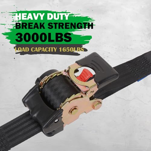 Moto4U TDSBK0027DOU 2 Inch X 9.8' Retractable Ratcheting Tie-Down Strap Self-Contained Compact Cargo Strap Tiedowns thumb #1