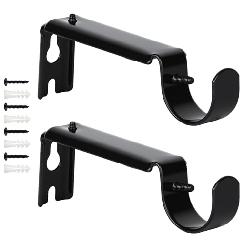 Curtain Rod Bracket, Adjustable Curtain Rod Holders Brackets for Wall,Heavy Duty Curtain Hangers for...