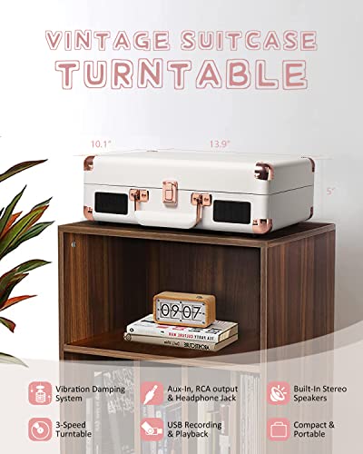 Vinyl Record Player Bluetooth Suitcase White