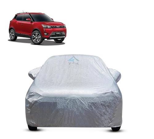 Image of 100% Waterproof Car Cover Compatible with Mahindra XUV 300 Custom Fit Body Covers with Mirror Pockets | Color : Metalic Silver