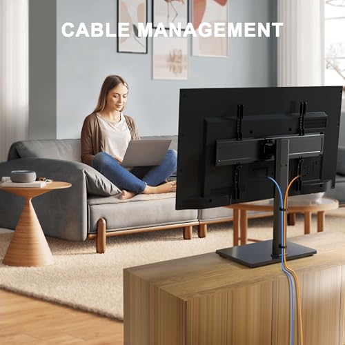 Image of XINLEI Universal Swivel TV Stand Base Table Top TV Stand for 32-75 Inch TVs 60 Degree Swivel, 12 Height Adjustable Monitor Mount Stand, Max VESA 600x400mm,Holds up to 99lbs TS204