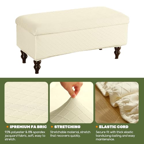Image of FUANGUI Ottoman Cover Stretch Storage Ottoman Bench Slipcover Printed Folding Storage Bench Ottoman Cover Footrest Stool Slipcover Footstool Protector Cover with Elastic Bottom, Large