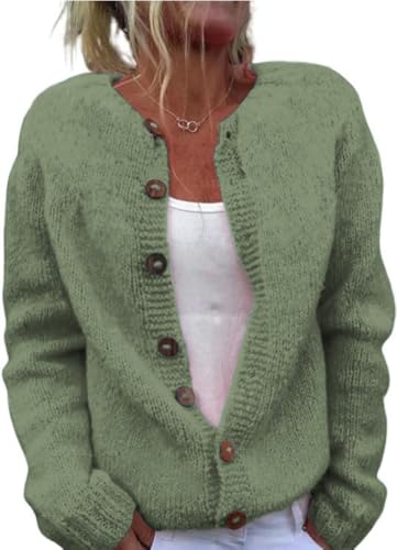 Image of Women's Funny Fall Winter Animal Floral Christmas Tree Long Sleeve Button Knit Cardigan Sweater