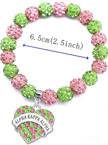 Image of Graduation Sorority Bracelet Pink and Green Bead Bracelet Alpha.K.A Greek Paraphernalia Sorority Jewelry