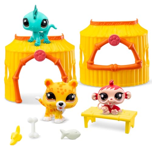 Littlest Pet Shop - Pack Tiki Jungle - 3 Tiere und Zubehör - Offizielle Lizenz - Süßes Tierfiguren-Spielset - Miniaturtierfiguren… – Ansicht 4