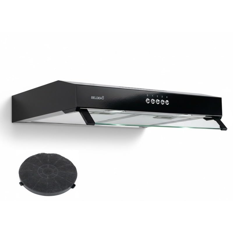 Hotte casquette Rivage 60 cm en noir - Performance A+ design extra-plat Beldeko