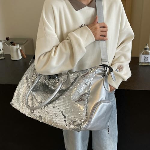 Premium Large Capacity Gym Travel Yoga Bag for Women Sequin Handbag with Wet or Dry Compartment3