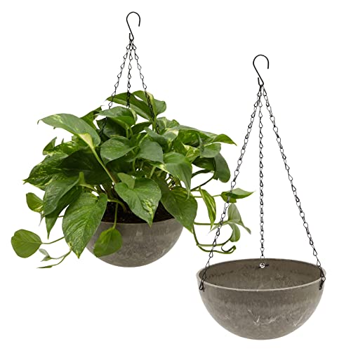 Farmlyn Creek 2 Pack Brown Marble Hanging Planters For Indoor And Outdoor Plants, 10-Inch Flower Plant Pots #TOP13