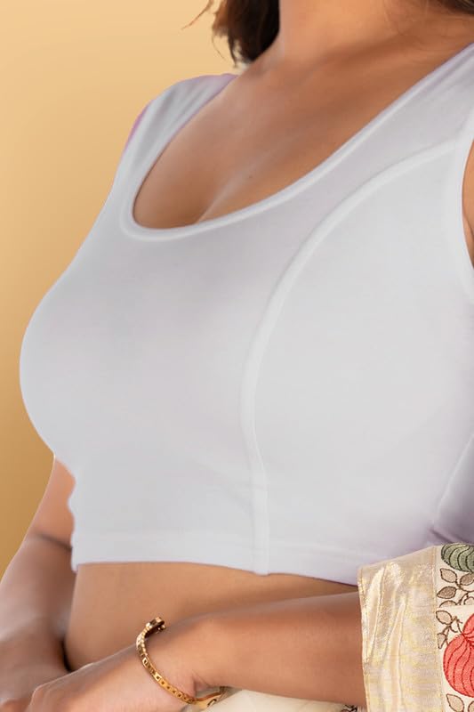 Image of Abhi Readymade Saree Blouse for Women- Sleeveless, Round Neck, Regular-fit, Stretchable, Pull-on Style Blouse